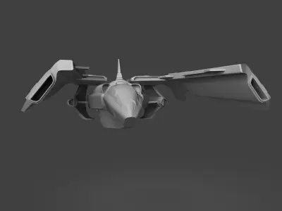 Spaceship fighter jet Low-poly 3D model
