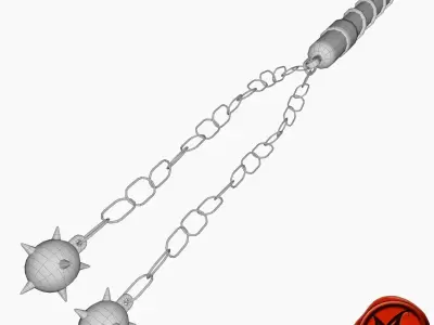 Flail A sword with spikes Low-poly 3D model