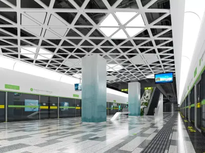 Modern style subway platform design 3D model