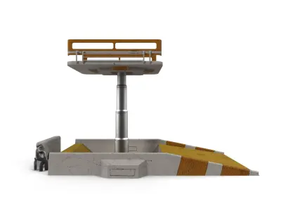 Elevator table with two chairs Low-poly 3D model