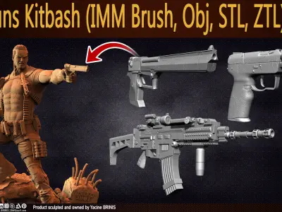 Guns Kitbash Vol 01 Low-poly 3D model
