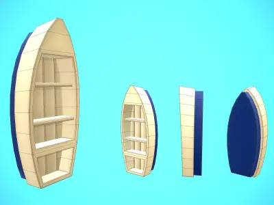 WALL BOAT FURNITURE CARTOON STYLIZED Low-poly 3D model