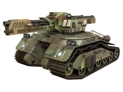 Tank Concept -3-Green-Camouflage Low-poly 3D model