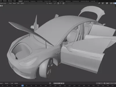Tesla 3  Low-poly 3D model