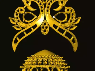 jumka golden ornate crown 3D print model