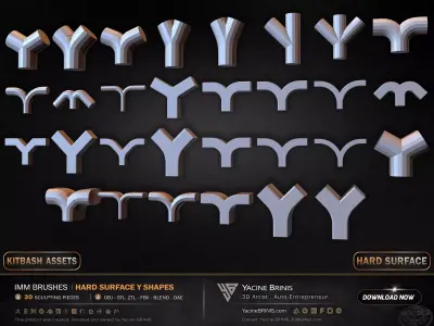 30 Hard Surface IMM Y Shapes Low-poly 3D model