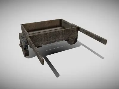 Medieval Cart Low-poly 3D model 8