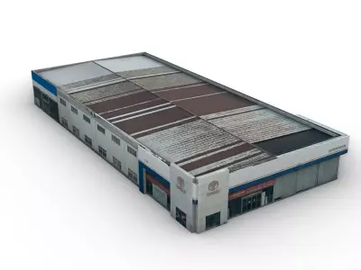 Automobile dealership building Low-poly 3D model