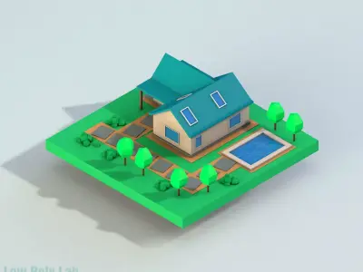 Low Poly City House 1 Low-poly 3D model