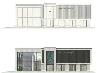 Modern Commercial Building No10 Low-poly 3D model