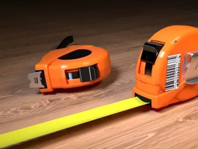 roulette orange tape measure Free low-poly 3D model