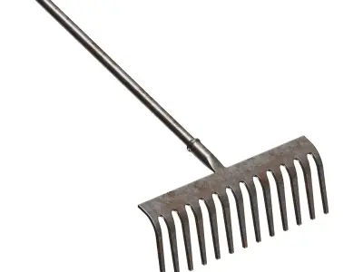 Rusty Gardening Rake Tool 3D model