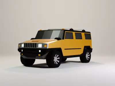Low Poly Hummer suv Low-poly 3D model