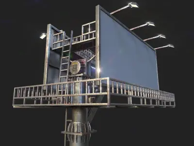 Street Pole Billboard Model Low-poly 3D model