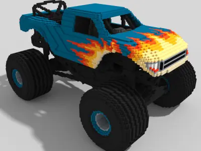 Voxel Monster Truck Low-poly 3D model