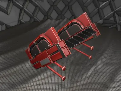 Sci-Fi Stairs - 21- Red Version Low-poly 3D model