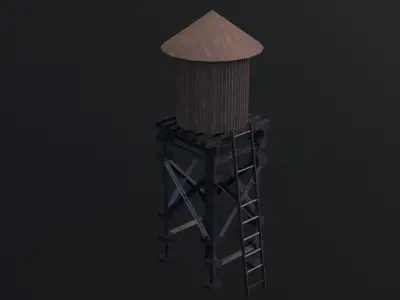Water Tank - Game Ready - Low Poly - PBR 3D Model Low-poly 3D model