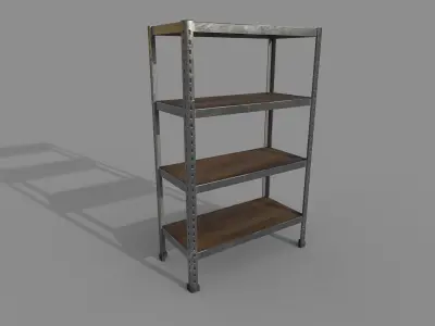 Shelf metal industrial rack Low-poly 3D model