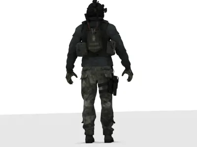 Spec Ops Soldier Rigged Low Poly Game-Ready Low-poly 3D model