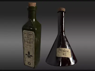 Plague Doctor Bottle and Flask Low-poly 3D model