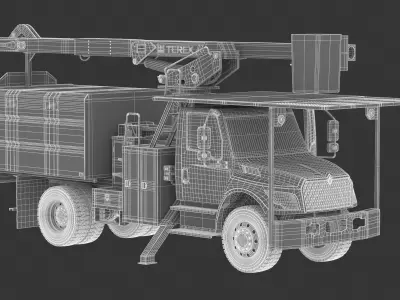 International MV607 Tree Truck Terex XT Pro 70 Forestry Boom 3D model