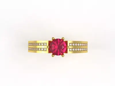 Round Diamond Engagement Ring for Women 3D print model