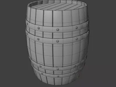 Old Wooden Barrel Asset 3D model