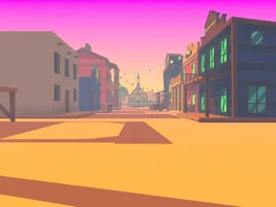 Cartoon Wild West City Free low-poly 3D model