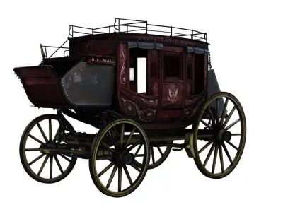 Abbott Downing Stage Coach Horse Carriage 3D model
