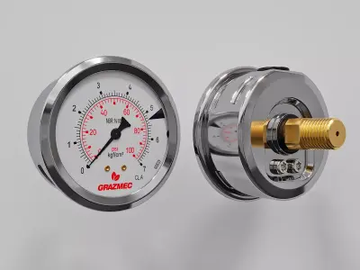Pressure gauges instruments and industrial equipment 3D model