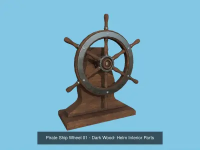08 Pirate Ship Wheel Collection - Helm Interior Parts 3D Model Pack