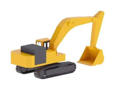 Excavator Construction PC850 Simplified Low-poly 3D model