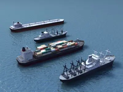 Cargo Ship Collection Low-poly 3D model