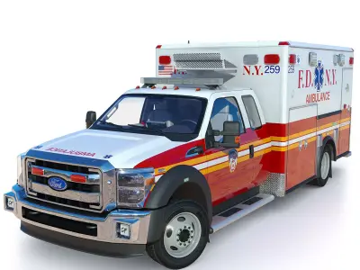 Ambulance EMS FDNY  Low-poly 3D model