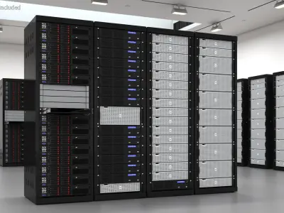 Server Rack Cabinet Array 3D model