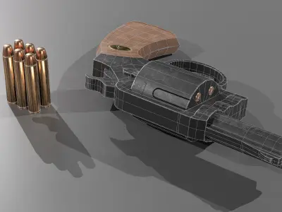 Low Poly Game Ready SnubNose Pistol Low-poly 3D model
