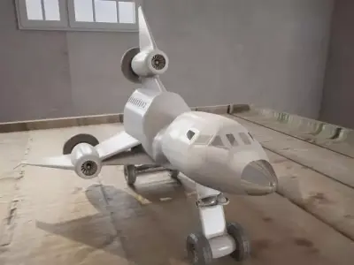 Bow-Wing toy spacecraft on wheels Free low-poly 3D model