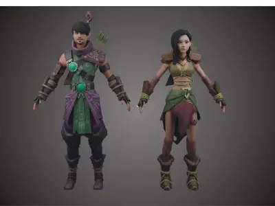 Fight master character Low-poly 3D model