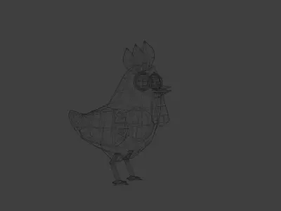 White Chicken Low-poly 3D model