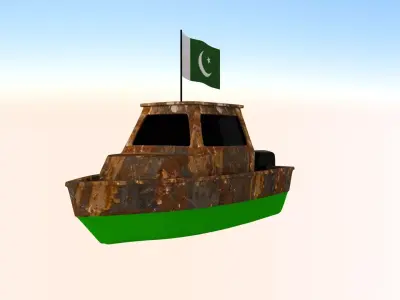 Islamic Republic of Pakistan flag Fishing Boat 3D model