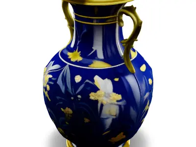 Blue Floral Porcelain Vase 3D Model Low-poly 3D model