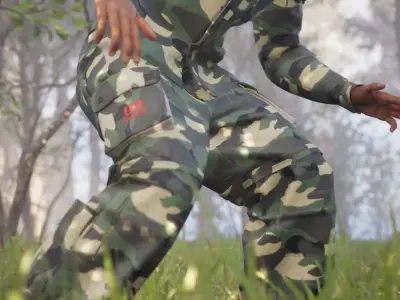 Woodland Camo Cargo Trousers Low-poly 3D model
