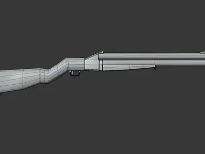 Old Damaged Double Barrel 4Bore Rifle Low-poly 3D model