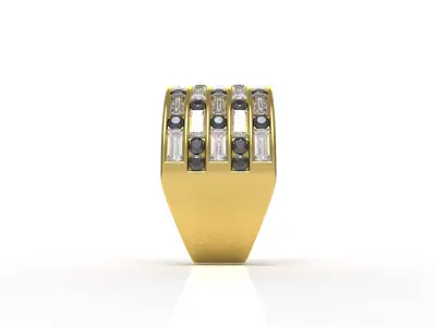 Baguette  Round Gents Ring 3D print model