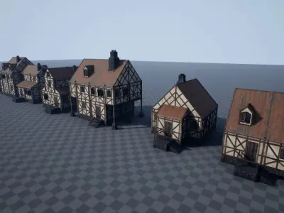 Modular Medieval House Low-poly 3D model