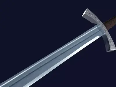 Grossmesser sword with Falchion handle Low-poly 3D model