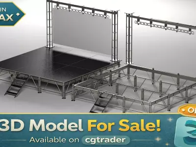 Aluminum Plywood Stage Platform Low-poly 3D model