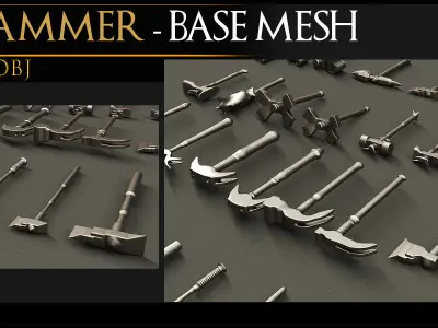 54 Models Of Hammer-Hammer- Cold Weapons-Game Ready Model-Vol 02 Low-poly 3D model