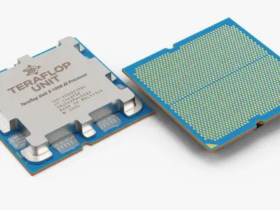 Central Processing Unit Chip Silver 3D model