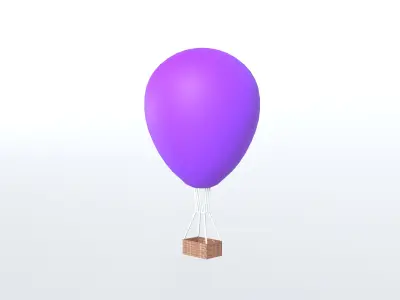 Hot Air Balloon v1 011 Low-poly 3D model